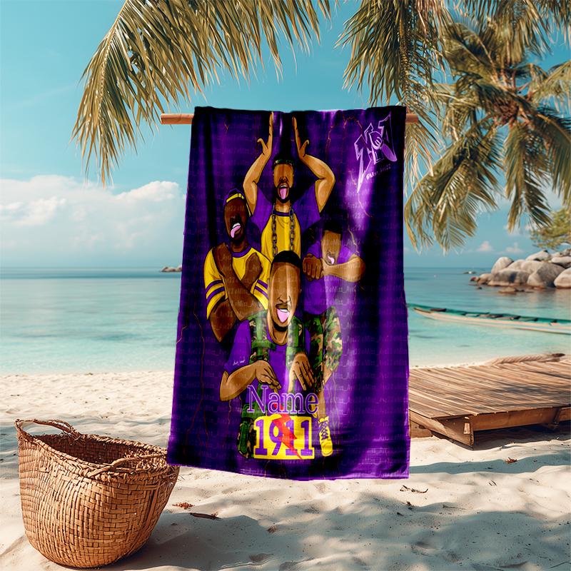 Personalized customized proof beach towel with Omega Psi Phi pattern - soft, absorbent,quick-drying,perfect swimming,camping&bathing