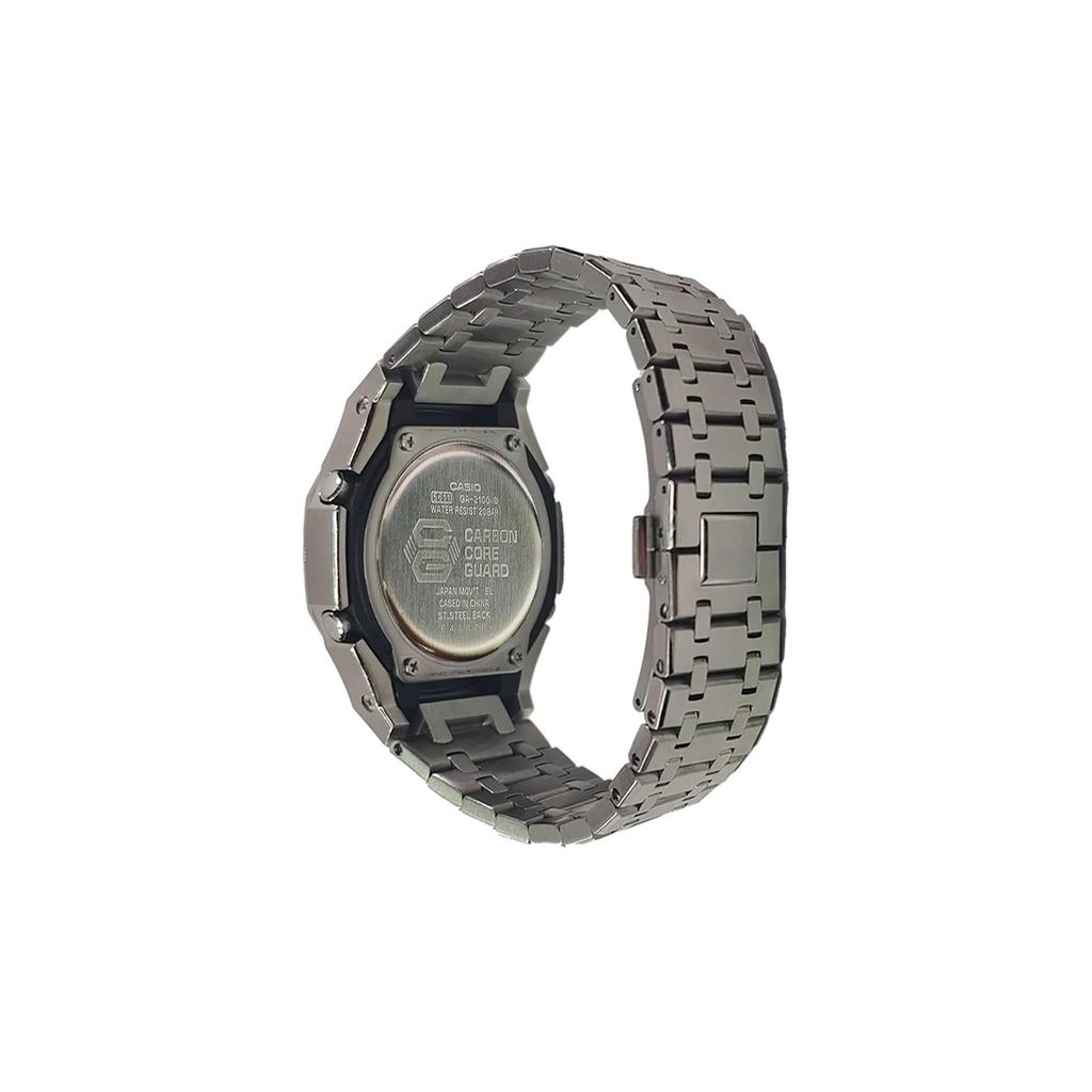 Casio Часы Custom Collection, кварцевый механизм, ремешок из нержавеющей стали, мужские часы, белый циферблат GA-2100-7A7(Watch3--)