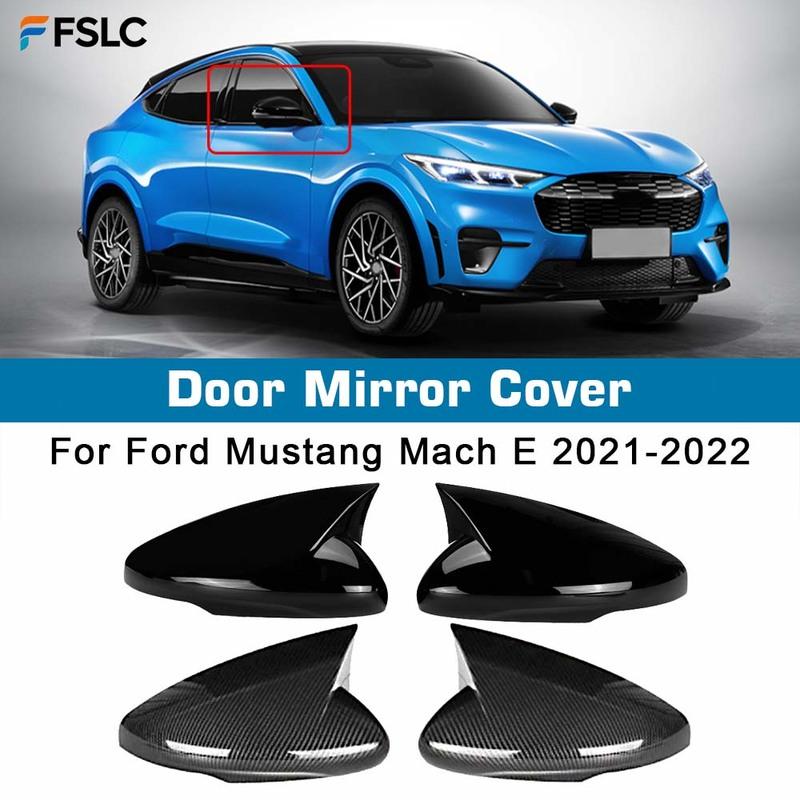 Protective Cover Door Mirror Cover Fit For Ford Mustang Mach E Car Rearview Accessories Carbon Fiber Glossy Black