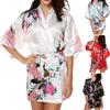Silk Royal Floral Women Robe Sexy Wedding Gown Sleepwear Nightdress Kimono Bathrobe