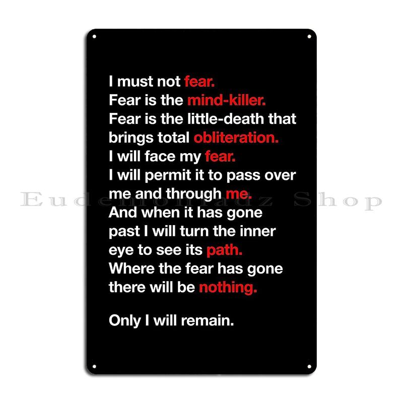 DORA Tin Sign Fear Is The Mind Killer Dune Litany Poster Metal Plaque Funny Wall Decor Cave Pub The Mind Killer Dune Litany Tin Sign Poster