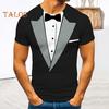 Мужская футболка, имитация костюма-двойки, пуловер, топы с круглым вырезом, короткий рукав, дышащая повседневная одежда