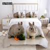 Rabbit Comforter Duvet Cover Set Lovely Little Rabbit Decor Bedding Set for Kid Girl Polyester Animal Theme King Comforter Cover