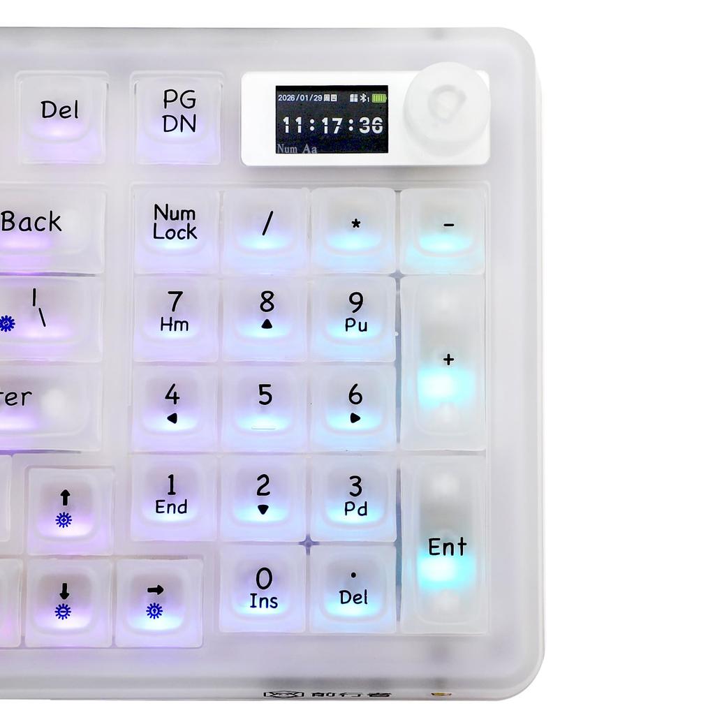 OUSEITECH X EWEADN V99 Игровая Прозрачная Прозрачная 99 RGB Прокладка Кристальные Переключатели TFT Умная Клавиатура, Механическая, Клавиатура, Колпачки Клавиш, Клавиши,