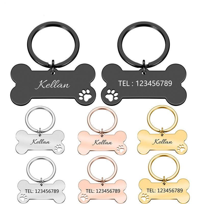 Cross-Border Fashion Stainless Steel Pet ID Tag - Anti-Lost Dog Tag Pendant with Engraved Titanium Steel Military Charm.