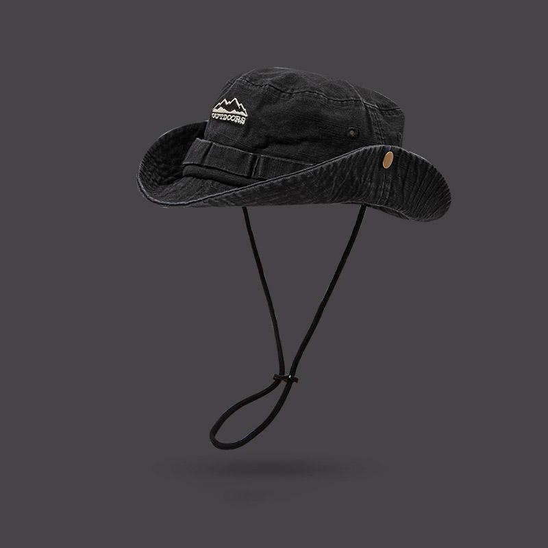 Summer Outdoor Mountaineering Hat For Men Women Sun Protection Bucket Cap Soild Color Drawstring Fisherman Caps Large Brim Visor
