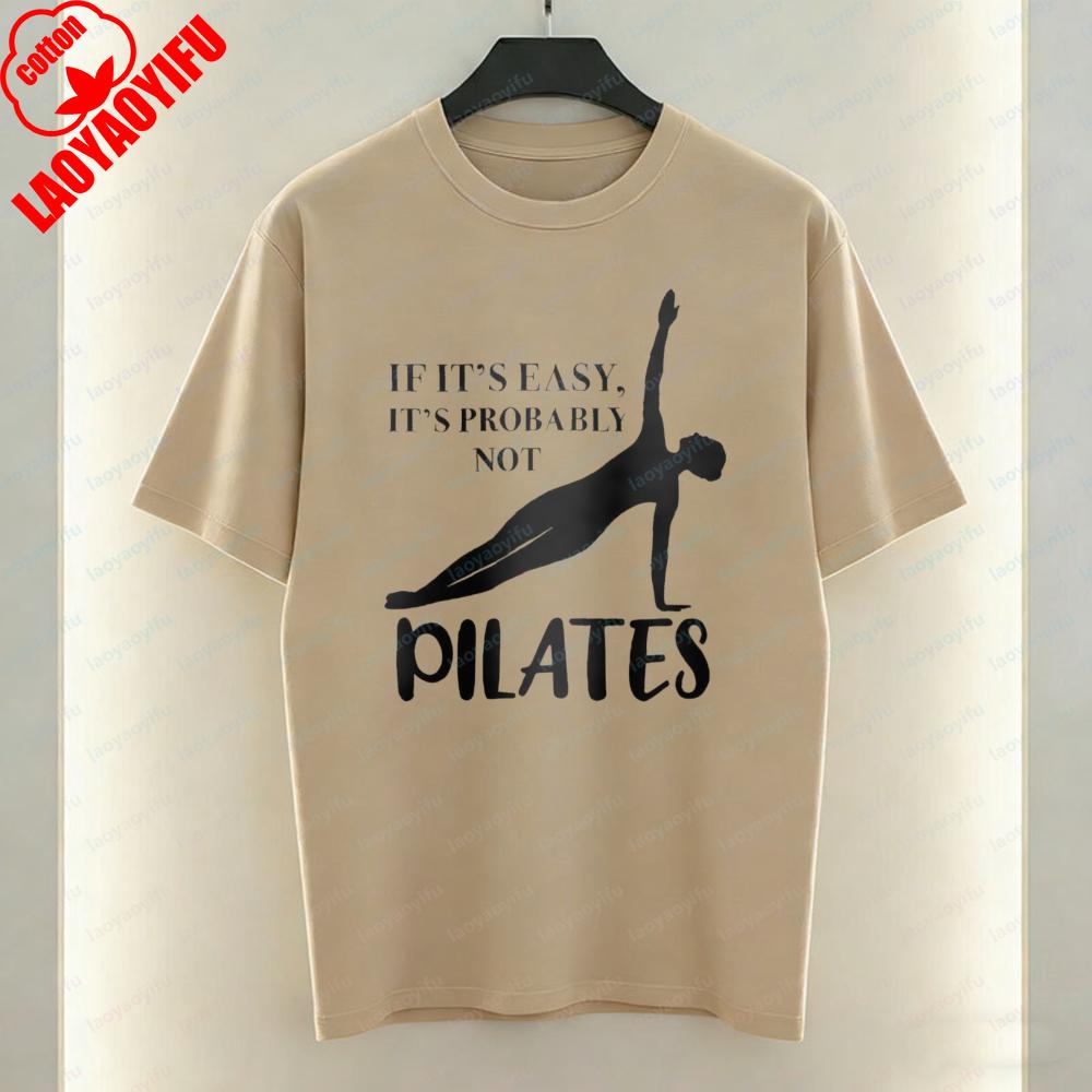 Pilates Women TShirt Simple Side Plank Exercise Graphic Tops Unisex Fitness Casual Cotton Tee Gym Breathable Clothes Ropa Mujer
