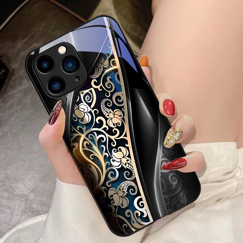 Чехол Fate Gear Black Для IPhone 16 Pro Max 15 Pro 14 13 12 Mini 11 XS Max XR 7 8 Plus SE 2022 Закаленное Стекло