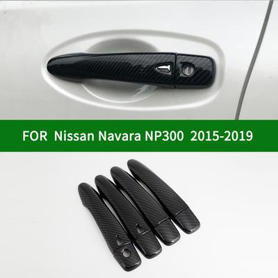 Для Nissan Navara NP300 RX D23 2015-аксессуар глянцевый черный с узором из углеродного волокна, накладки на ручки боковой двери автомобиля, накладка 2016