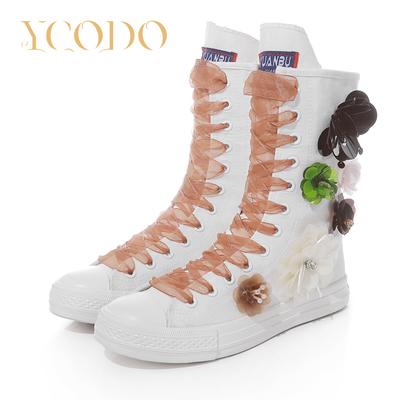 2023: женские парусиновые сапоги на весну/осень, трендовые студенческие туфли для девочек, кружевные, парусиновые туфли с цветочным декором