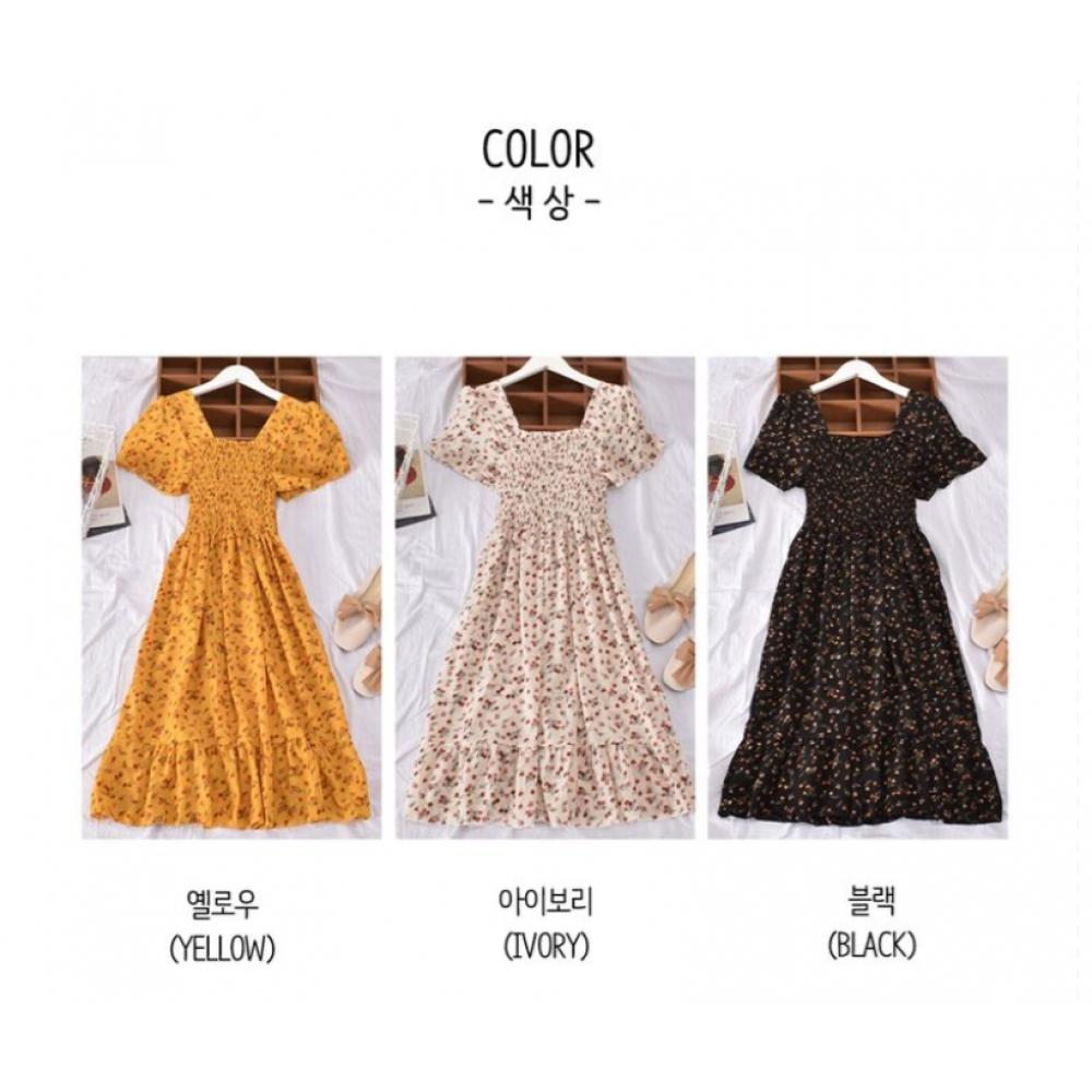 Shop Women Smock Banding Floral Long Dress Won Wdr Wd09a92