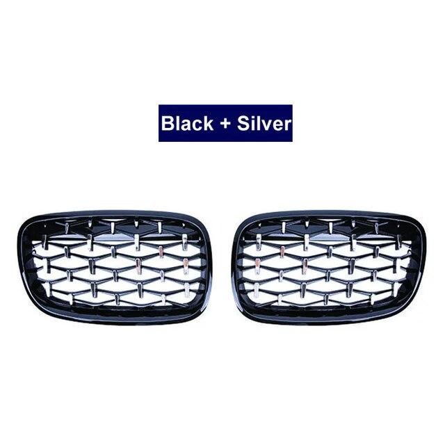One Pair Diamond Kidney Grille Racing Grill For BMW X5 X6 E70 E71 2008-2013 Front Grills Car Styling Meteor Style Replacement