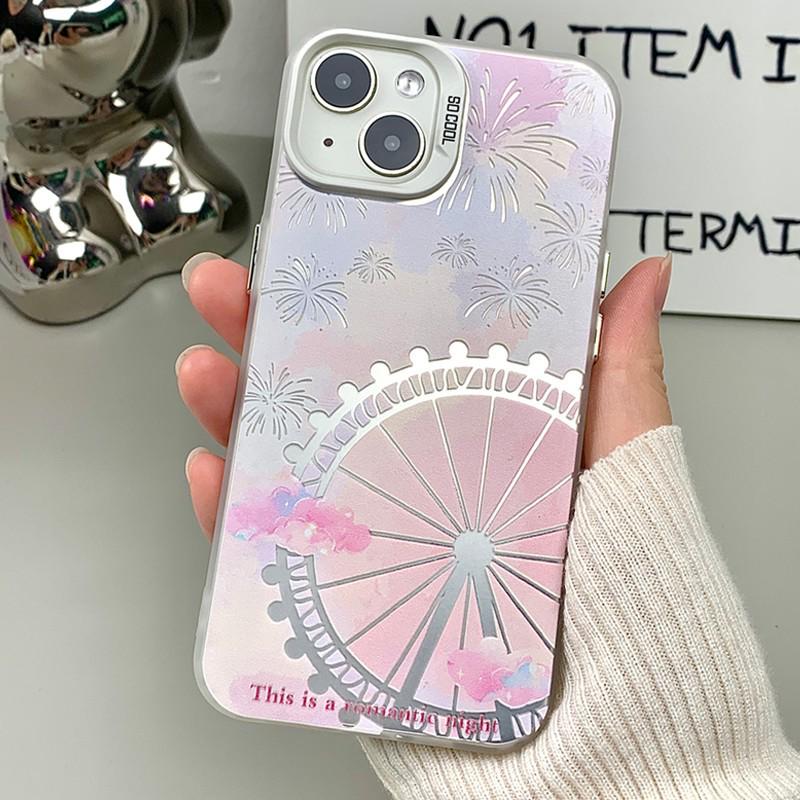Стильный серебристый лазерный полый чехол для iPhone 17 - Модный высококлассный чехол