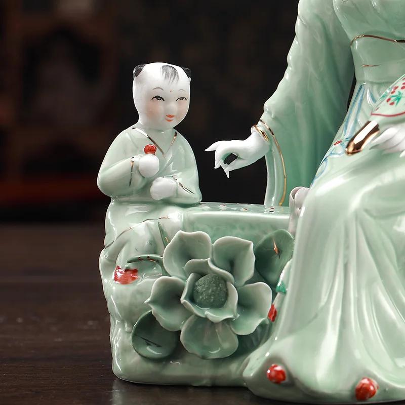 Китайский Цзиндэчжэнь Классические Дамы Керамическое Украшение Дом Гостиная Настольная Скульптура Орнаменты Отель Книжный Шкаф Фигурки Ремесла