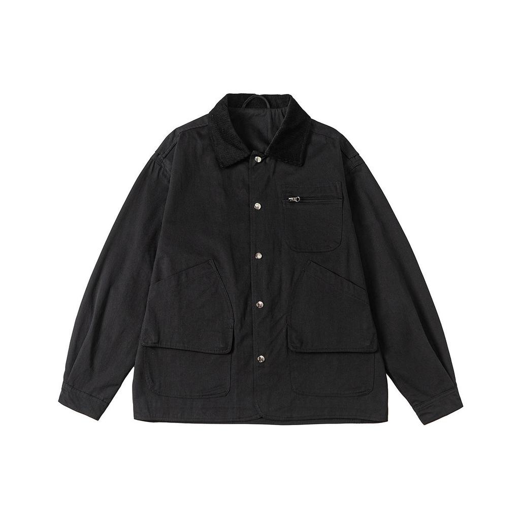 ANGN Unisex Japanese Retro Patchwork Multi-Pocket Workwear Jacket 1569