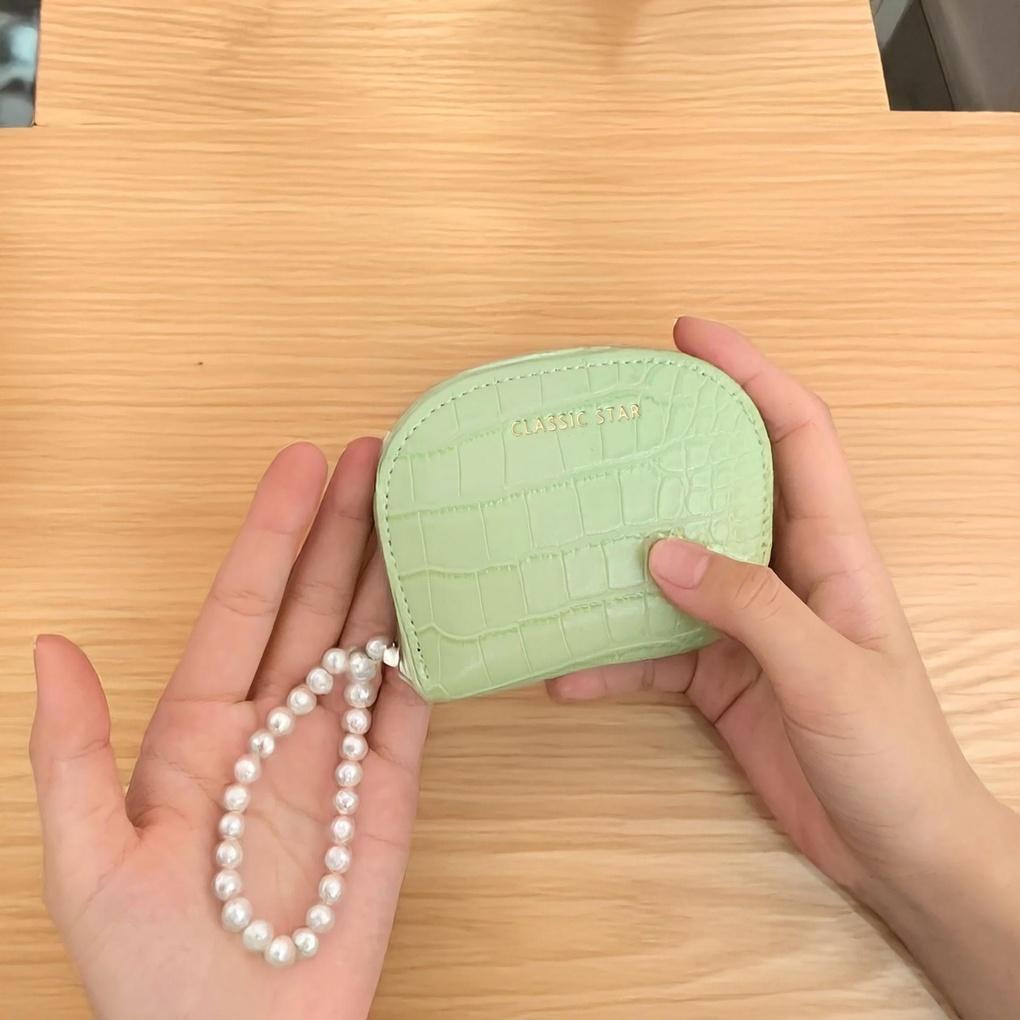 Women's Simple Crocodile Leather Card Holder Coin Purse