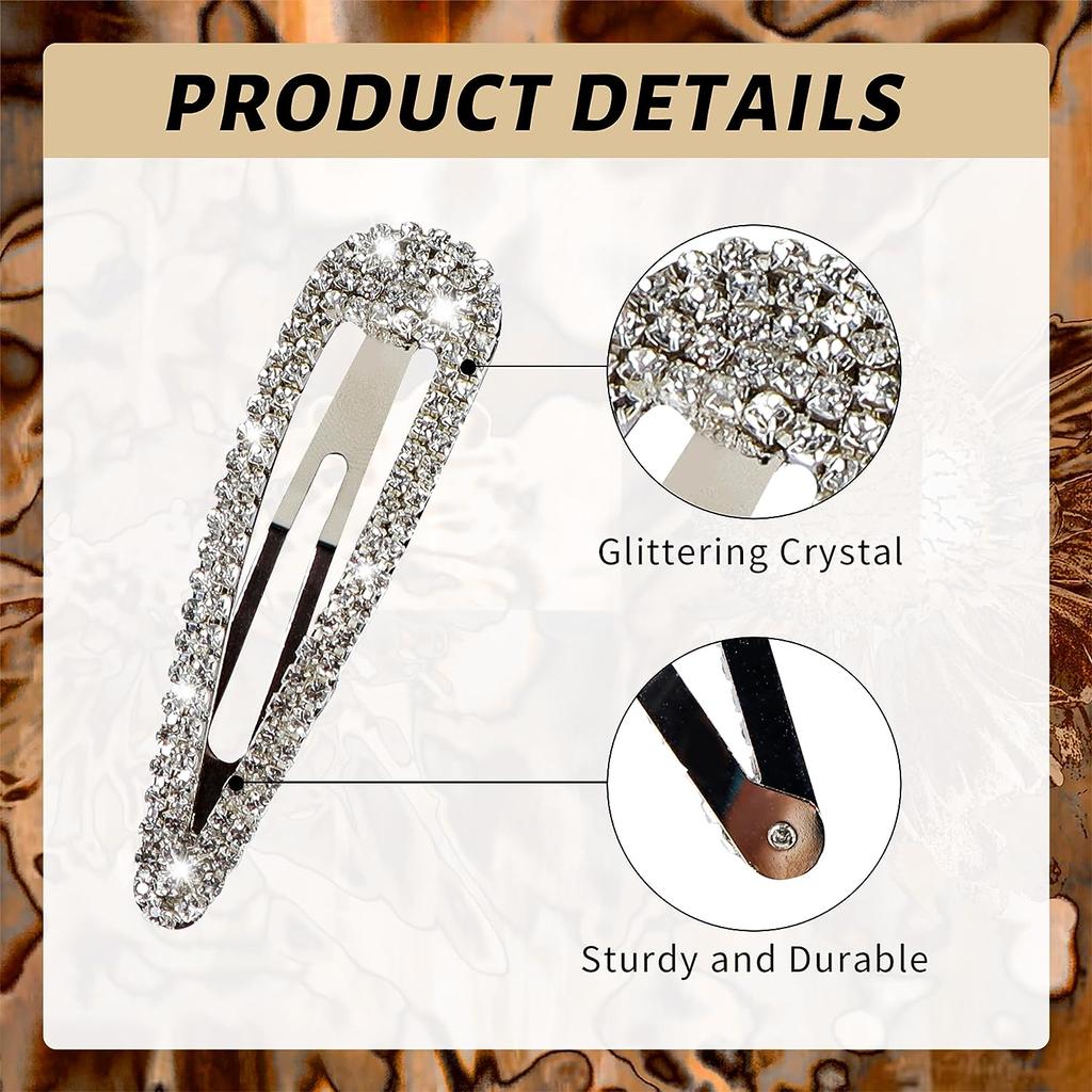 1PCS Rhinestone Hair Clips Water Drop Crystal Hair Barrettes Bling Hairpins Glitter Hair Accessories For Women Girls