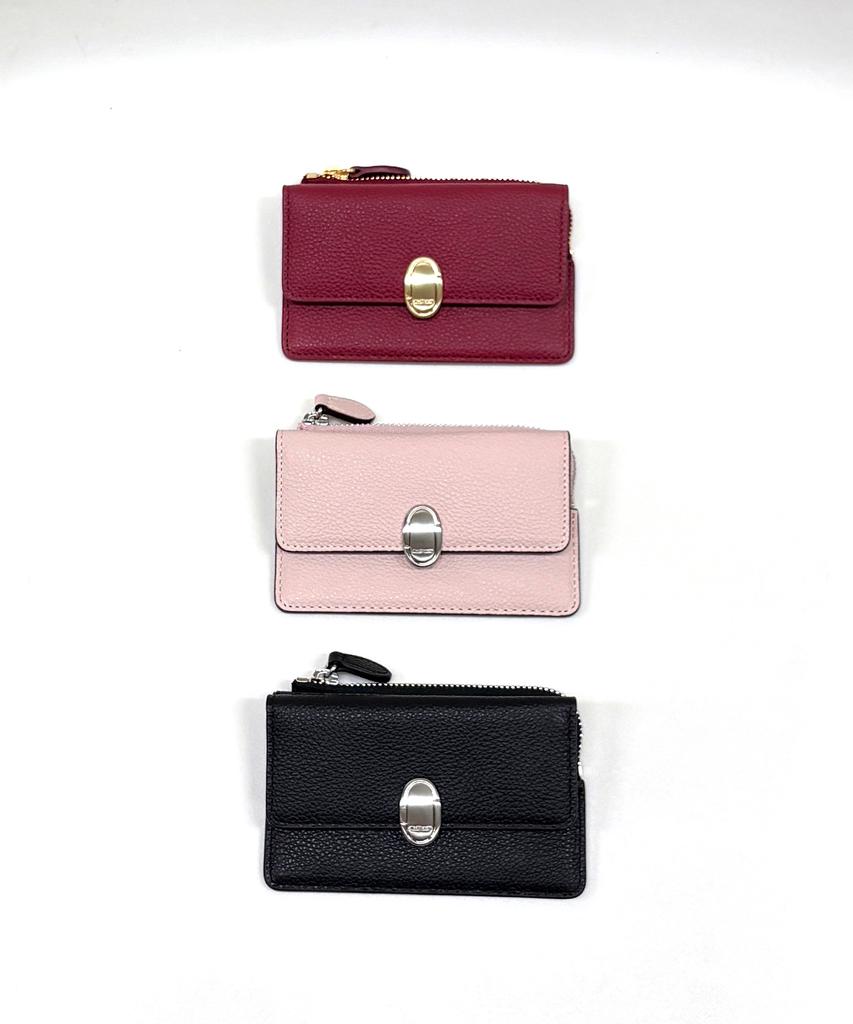 Jillstuart Acc [Вертикальный] Кожаный Овальный Держатель для карт на молнии 3 цвета