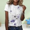 Модная женская футболка с принтом «бабочки и цветы», забавная повседневная футболка с круглым вырезом и короткими рукавами, летняя женская футболка