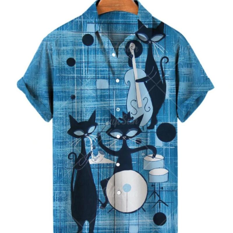 Европейская и американская летняя мужская рубашка больших размеров из Гонконга с 3D цифровой печатью, повседневная рубашка с короткими рукавами, мужская одежда