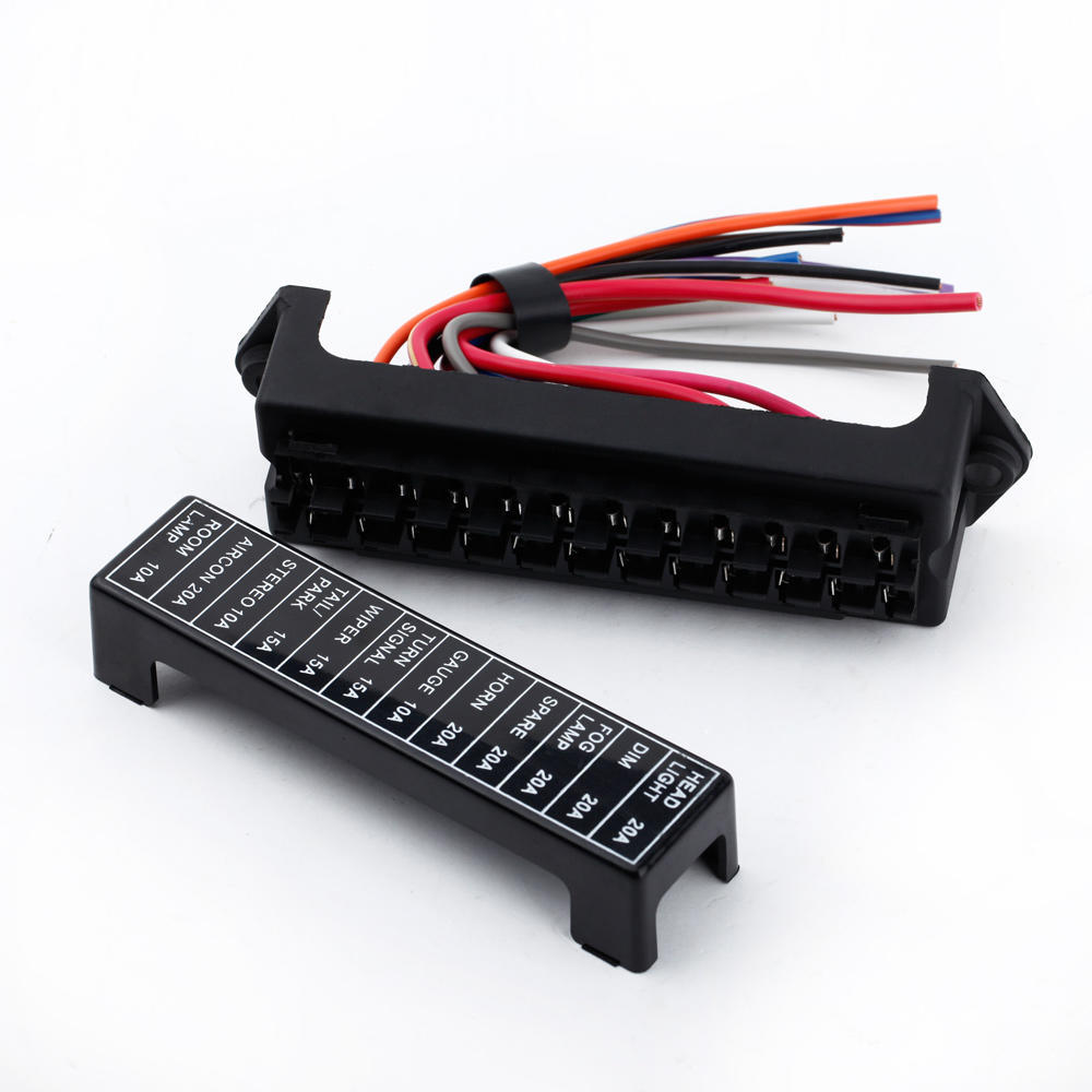12 Way DC32V Circuit Car Trailer Auto Blade Fuse Box Block Holder ATC ATO 2-input 12-output Wire