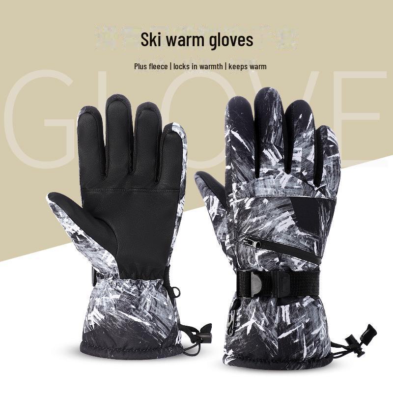 Men's Cold-Proof Thick Velvet Windproof Touchscreen Ski & Motorcycle Gloves for Winter Outdoor Activities