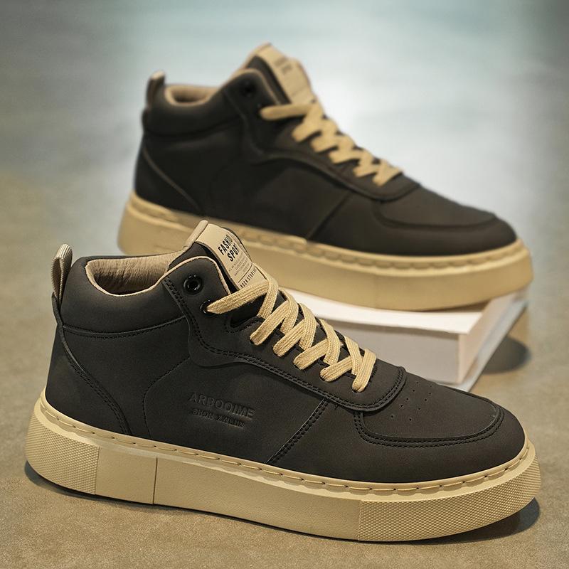 Новые осенне-зимние высокие кеды мужские туфли теплые уличные туфли повседневные туфли легкие, нескользящие и износостойкие на толстой подошве студенческие