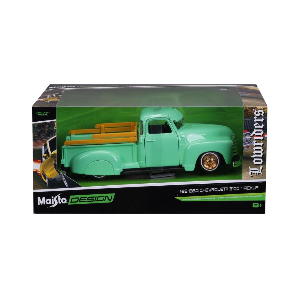 Maisto Chevrolet 3100 Pickup 1950 Green Custom Low Rider Mini Car Diecast Car Complete Product 32545 1/25