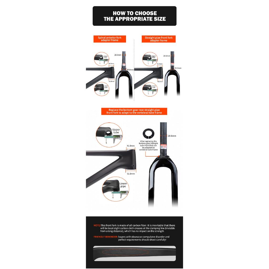 Full Carbon Fiber Bike Road Fork Bicycle Parts Hard Fork 700C Disc Brake Tapered / Straight Super light 400g +/_ 20g