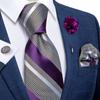Classic 8.5cm Necktie Set for Men Striped Tie Silk Tie With Brooch Pin Hanky Cufflink Business Party