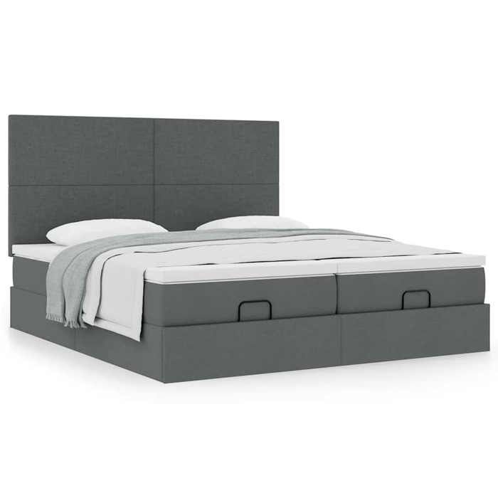 Maison Exclusive - Cadre de lit ottoman avec matelas gris foncé 200x200cm tissu