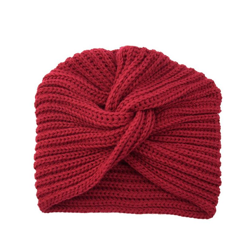 1Pc Women Headwear Cancer Chemo Beanie Hat Hair Loss Turban Solid Color Knitted Cap Head Wrap Polyester