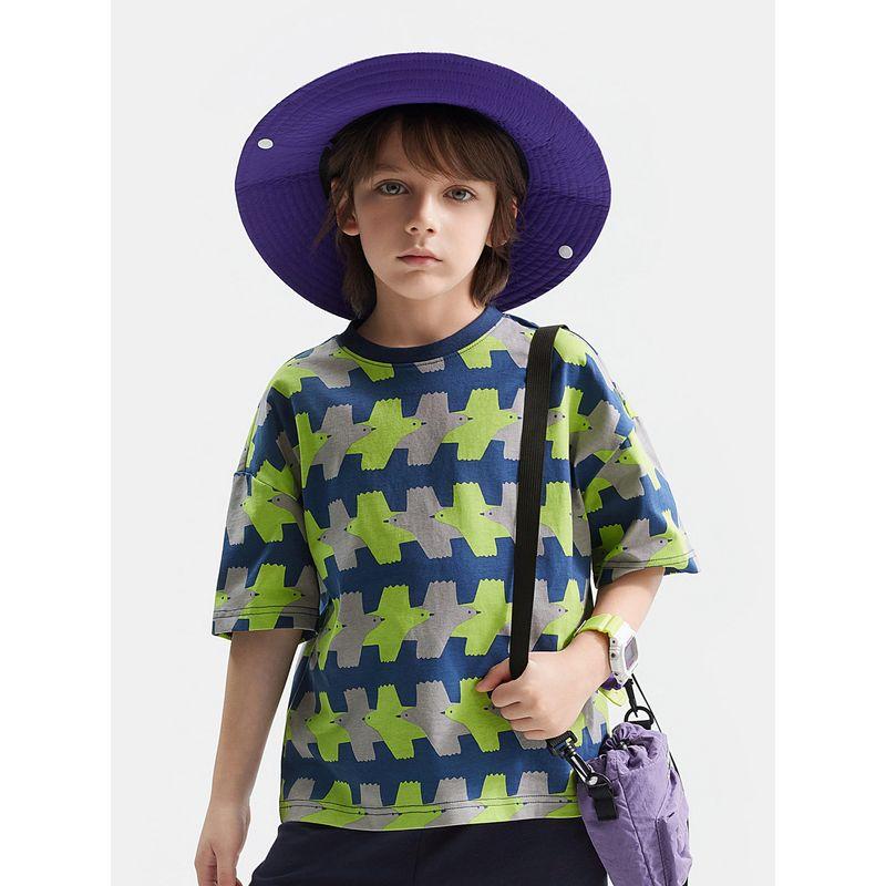 [Vip][Monster Series] Mqd Boys' Short-Sleeved T-Shirt Pure Cotton Youth Base Shirt Summer New Style Kidsren's Top