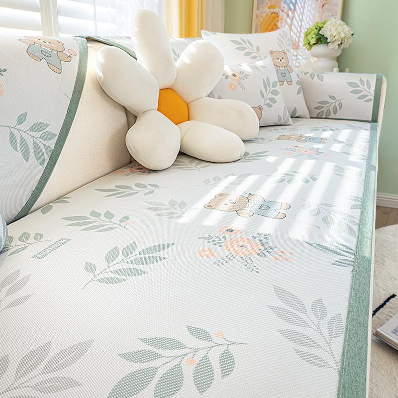 Cartoon Ice Rattan Sofa Cushion Cool Mat Cool Cushion Ice Silk Mat Washable Summer Sofa Cover Cover Cushion Cover Cloth Towel Mat