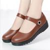 Women's Wedge Shoes Women Ankle Strap Casual Flat Shoes Woman Work Office Pumps Comfort Genuine Leather Shallow Mouth Mom Shoes