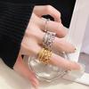Vintage Luxury Medieval Brushed Woven Open Ring High-End Adjustable Zircon Personalized Ring Women