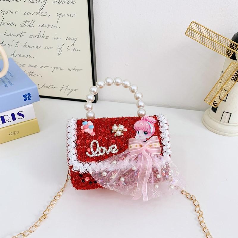Charming Lightweight Pearl Shoulder Bag For Girls Featuring Cute Design Princess