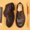 Мужские кожаные туфли Goodyear ручной работы, стираные, британские, винтажные, деловые, повседневные, Brock