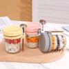 Glass Overnight Oats Jars 350ml Yogurt Jar Portable Sealed Jar  For Cereal Yogurt Milk Fruit Salad