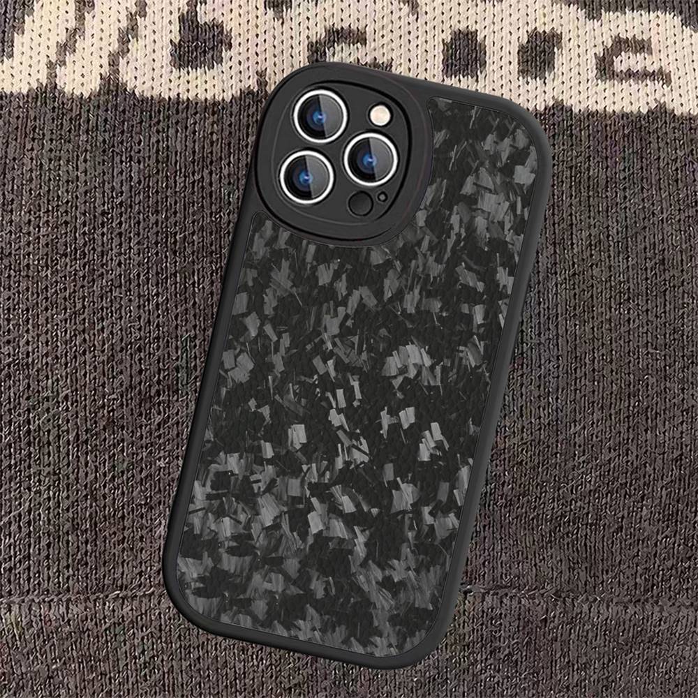 Чехол Fundas из кованого карбона и кожи для IPhone 16 16e 15 14 13 12 11 Pro Max Plus Mini