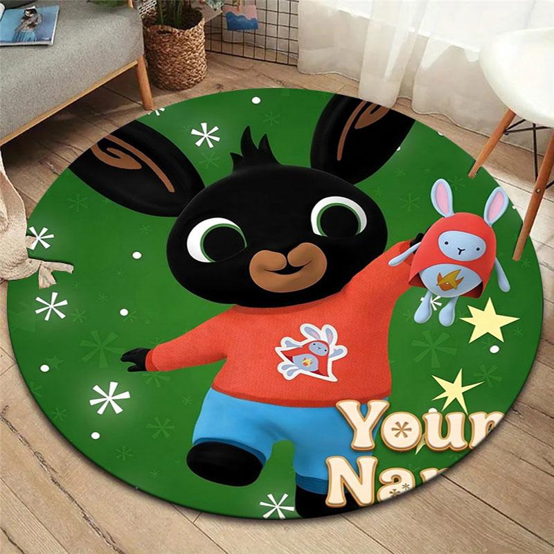 Bing Custom Name Round Area Rug,Carpet Rug for Living Room Bedroom Sofa Playroom Decor,Non-slip Floor Mat