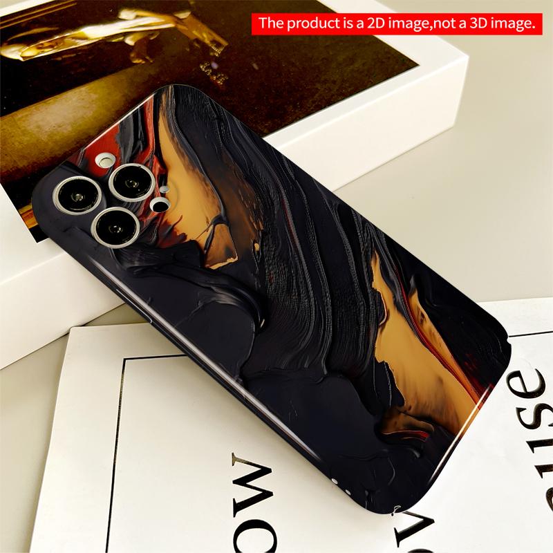 2DFlat Black & Gold Abstract Flow Phone Case All inclusive film hard iPhone case, compatible with iPhone 18 Pro Max 17 16 15 14 13 12 11