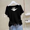 Женская летняя футболка свободного кроя из чистого хлопка с коротким рукавом в корейском стиле 2024 года