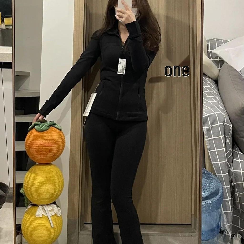 Женский быстросохнущий костюм для йоги Lulu SLEEK CITY с дышащей курткой и спортивными расклешенными брюками