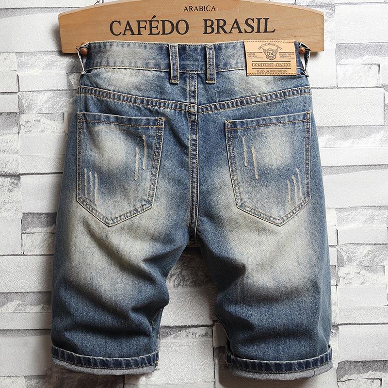 Men's Retro Ripped Mid-Length Denim Shorts – Versatile, Trendy, and Nostalgic