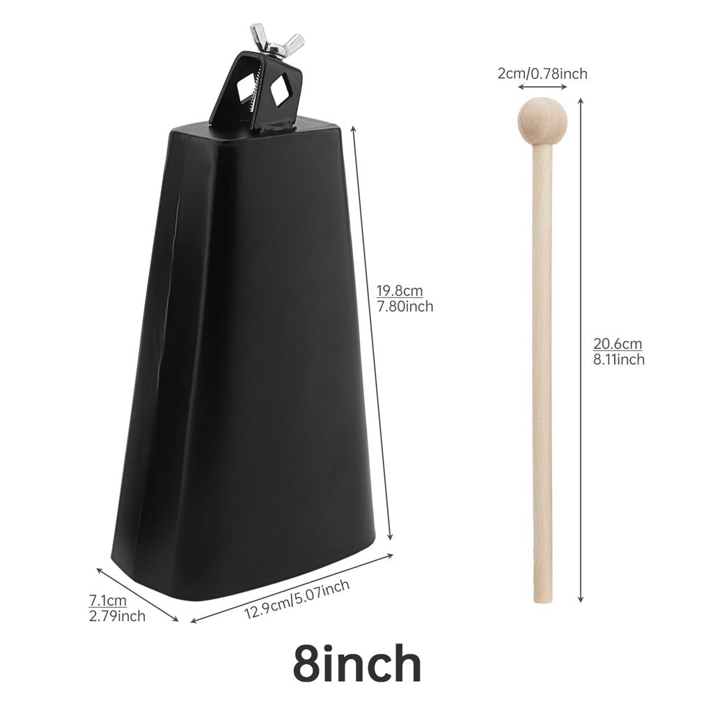 Сверхпрочный металлический железный ковбелл перкуссионный инструмент 6 8 дюймов крепление на обод барабана вверх-вниз включает ключ для настройки ручная перкуссия шумовой инструмент