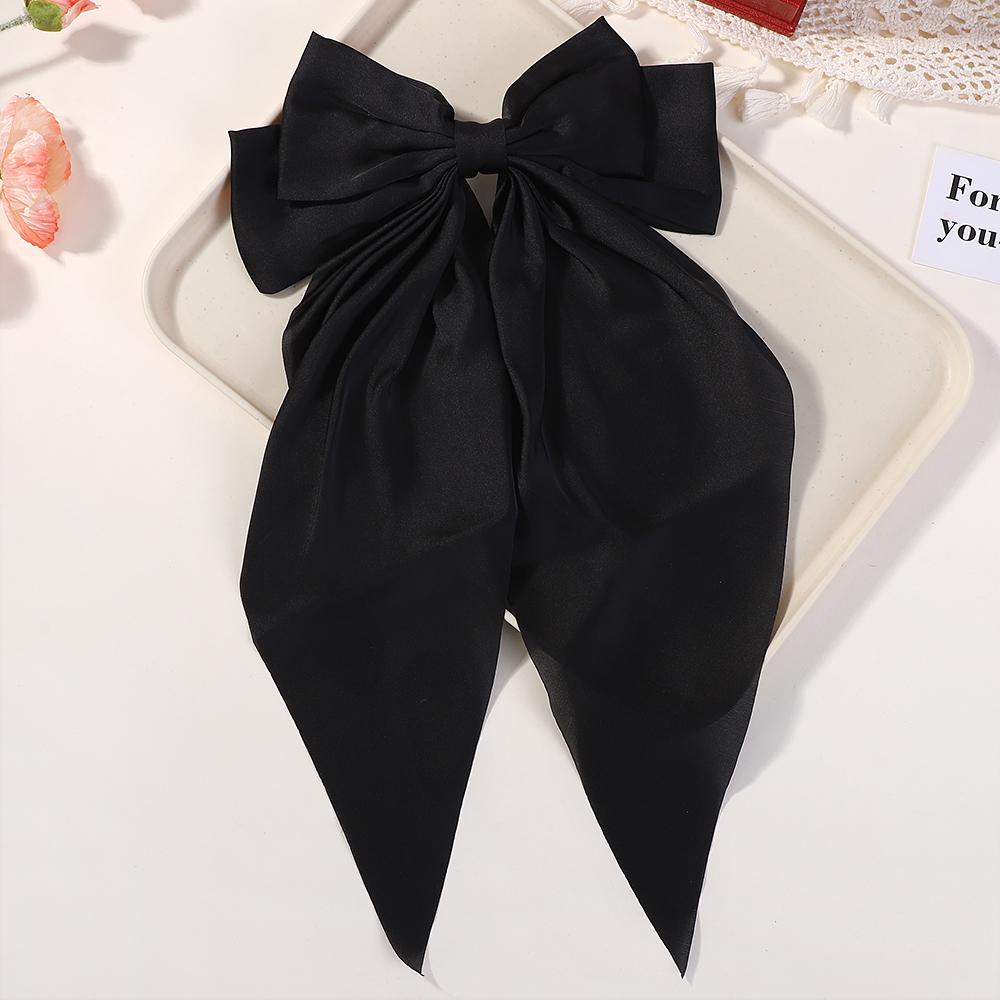 1Pcs 8inch Elegant Bow Ribbon Hair Clip Fashion Solid Bowknot Satin Hairpin Barrettes Girls Ponytail Clip Women Hair Accessories