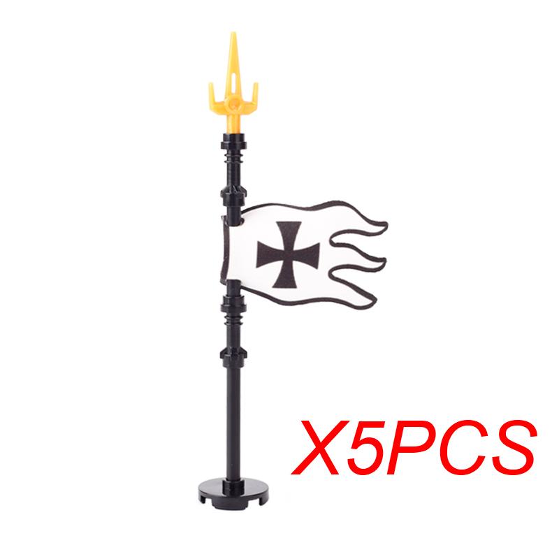 MOC Medieval Red Lion Black Eagle Castle Soldier Knight Horse Mount Building Block Military Figure Vest Armor Flag Toy Gift