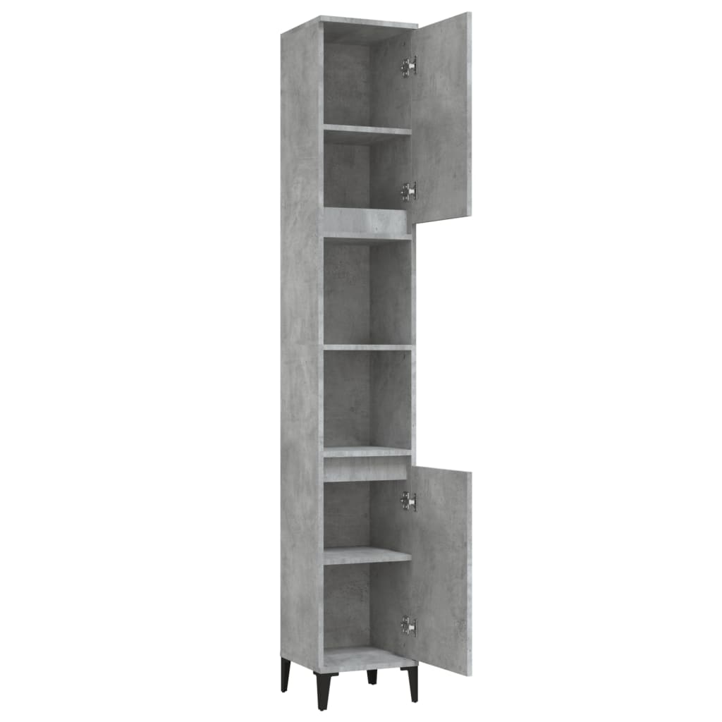 Bathroom Cabinet Concrete Grey 30 x 30 x 190 cm Particleboard