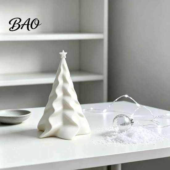 Small Christmas Gift for Friends 3D Printed Pleated Tree Ornament, Wavy Desktop Artistic Geometric Xmas Ornament Decoration with Star Topper
